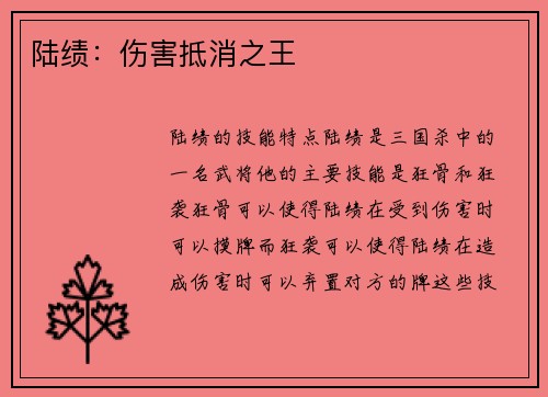 陆绩：伤害抵消之王